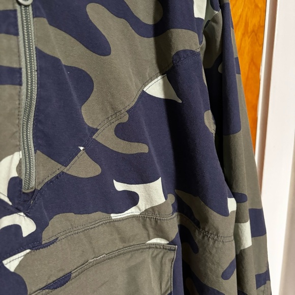 Aerie Offline Blue Camo Lightweight Quarter Zip Pullover Hoodie Jacket XL - Picture 4 of 7